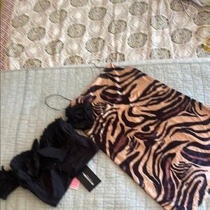 Zara Zebra Print Dress and Pretty Little Things Black Crop Top both NWT
